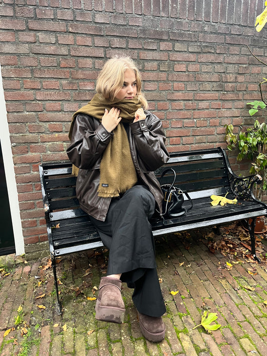Olive green winter scarf