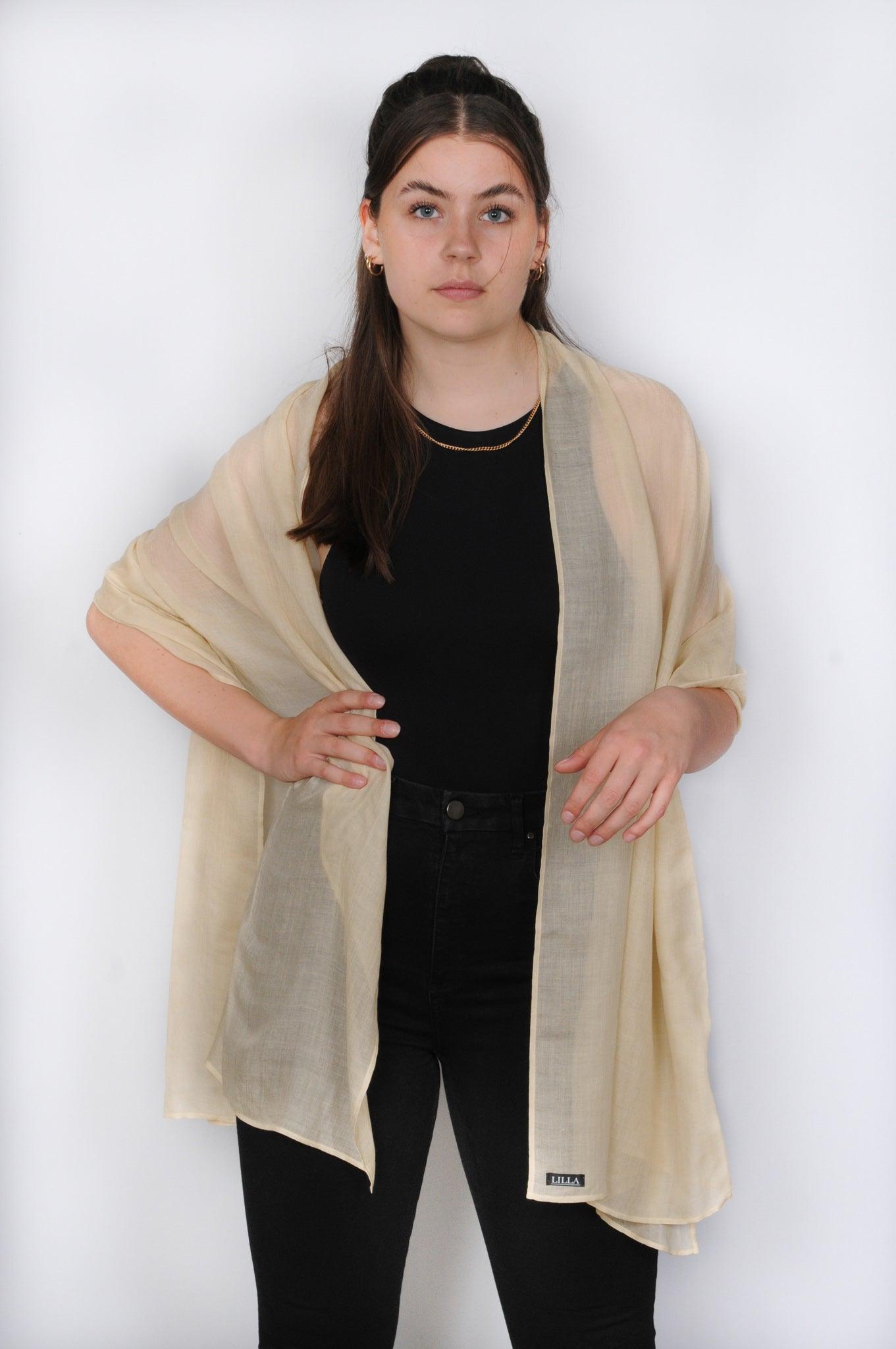 Beige zijden omslagdoek - LILLA