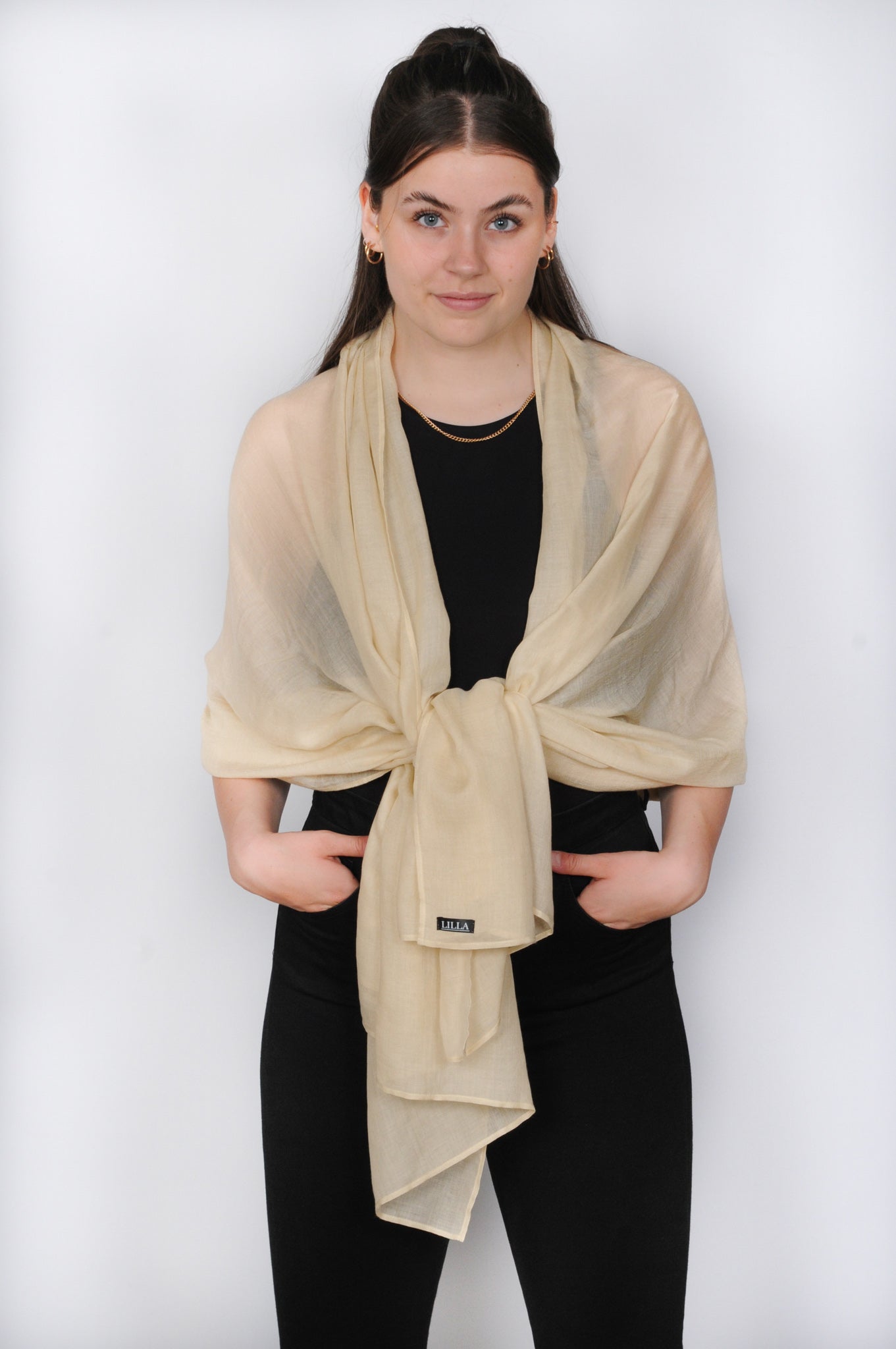 Beige zijden omslagdoek - LILLA