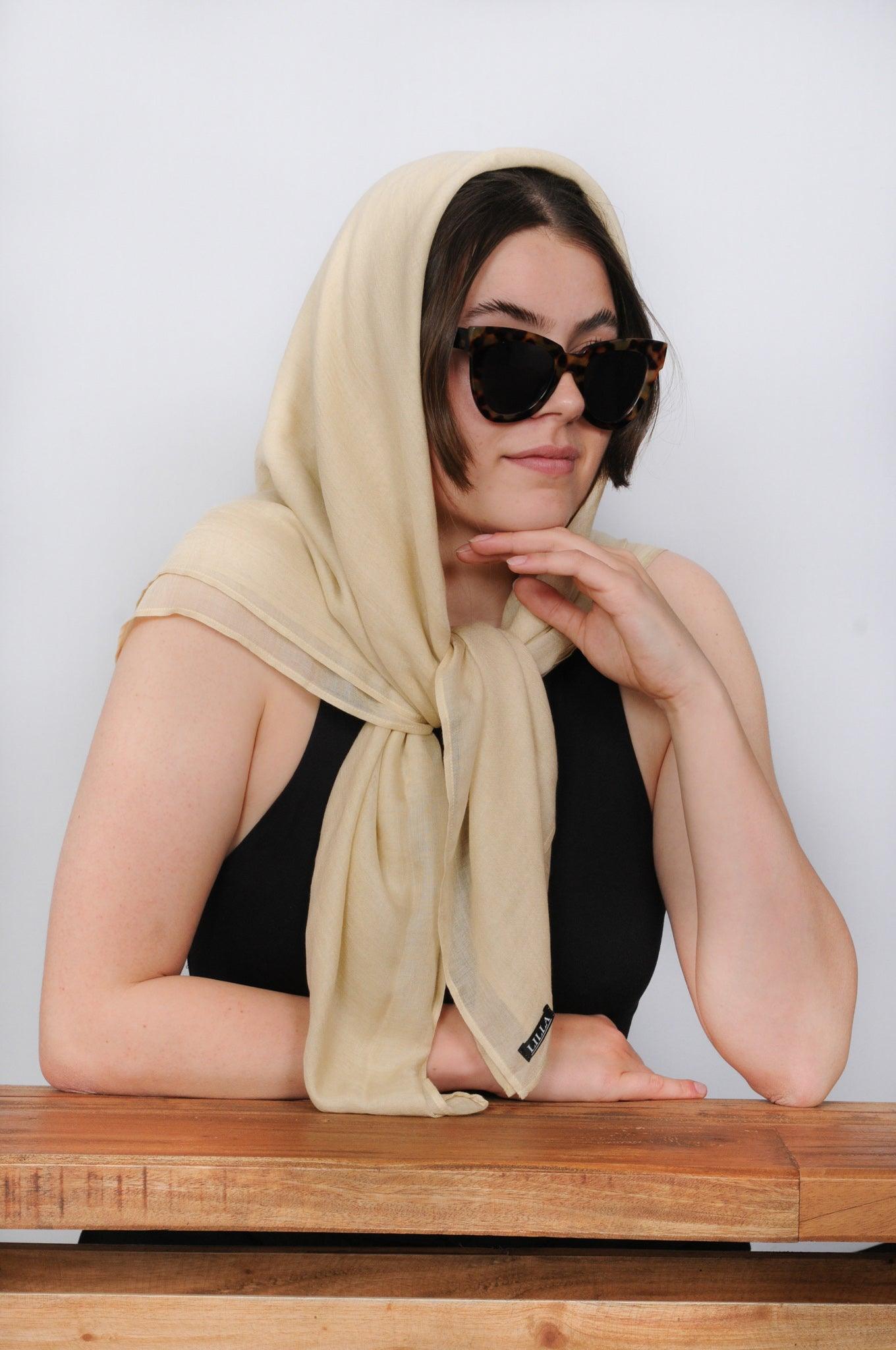 Beige zijden omslagdoek - LILLA