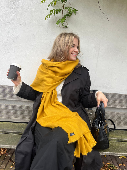 Mosterd gele wintersjaal