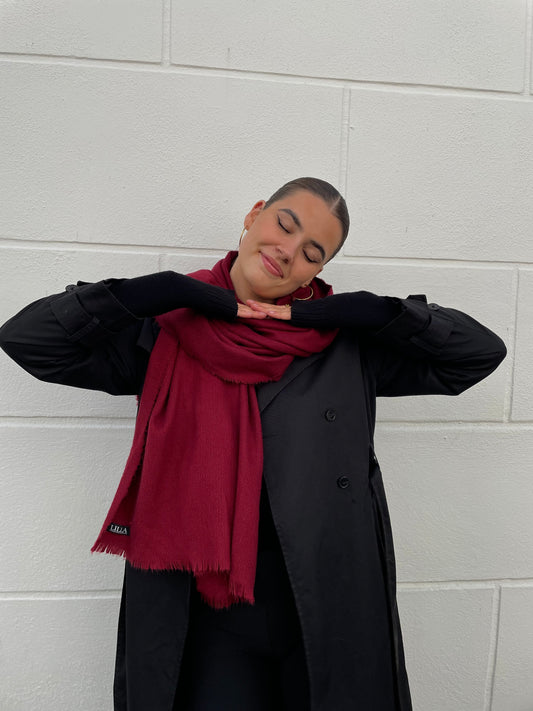 Bordeaux red winter scarf
