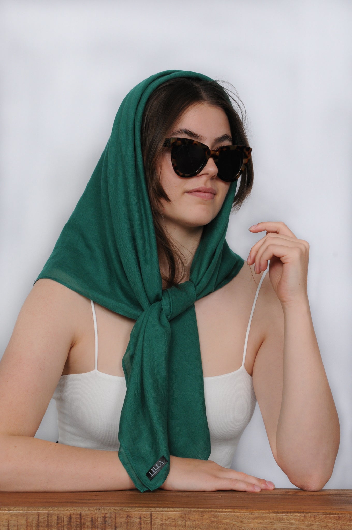 Groene zijden omslagdoek - LILLA